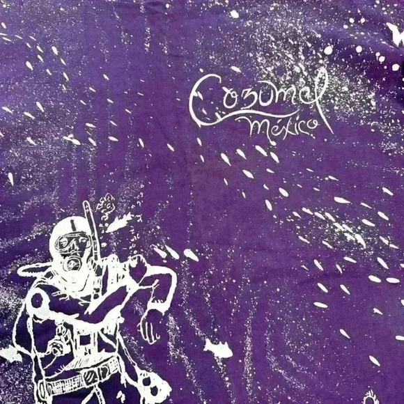 VTG 90s COZUME MEXICO All Over Prints T-shirt Seafloor Frogman Single Stitch XL - Picture 7 of 11